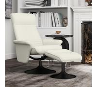 HOMCOM Fauteuil inclinable, fauteuil TV avec repose-pieds, pivotant, ergonomique, tissu microfibre, jusqu'à 150 kg, Blanc crème