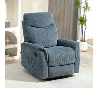 HOMCOM Fauteuil inclinable manuel pivotant avec repose-pieds rétractable, dossier réglable, bleu