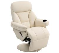 HOMCOM Fauteuil inclinable, poche latérale, porte-gobelet, crème