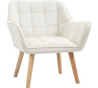 HOMCOM Fauteuil individuel Fauteuil à oreilles Fauteuil relax avec velours Pieds surélevés polyester velouté scandinave blanc crème 64 x 62 x 72,5 cm