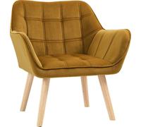 HOMCOM Fauteuil individuel Fauteuil à oreilles Fauteuil relax avec velours Pieds surélevés polyester velouté jaune scandinave 67 x 61,5 x 71 cm