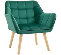 HOMCOM Fauteuil Individuel Fauteuil à Oreilles Fauteuil Relax avec Velours Pieds surélevés Polyester velouté scandinave Vert 67 x 61,5 x 71 cm
