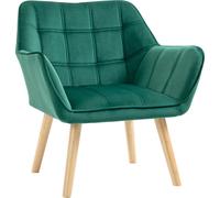HOMCOM Fauteuil individuel Fauteuil relax avec aspect velours, pieds surélevés scandinave Fauteuil rembourré pour salon, chambre à coucher, 64 x 62 x 72,5 cm, Vert