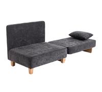 HOMCOM Fauteuil-Lit 1 place 2 en 1 Pliable avec Coussins, Gain de Place en Tissu Mélangé Lin-Velours, Gris Foncé