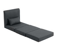 HOMCOM Fauteuil-lit 2-en-1 Canapé-lit pliant à texture lin, lit d'appoint rembourré chaise pliante, Gris foncé