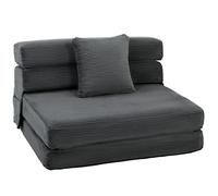 HOMCOM Fauteuil Lit 2-en-1 Pliable 100x193cm Gris Foncé