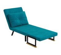 HOMCOM Fauteuil Lit 3 en 1 avec Dossier Réglable en 5 Positions et Coussin, 63x73x81 cm, Bleu Foncé