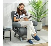 HOMCOM Fauteuil-Lit 3 en 1 avec Dossier Réglable sur 5 Positions, en Tissu Effet Lin, 73x78x81 cm, Gris foncé
