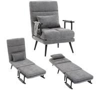 HOMCOM Fauteuil lit 3 en 1 avec fonction couchage 186 x 60 cm Gris