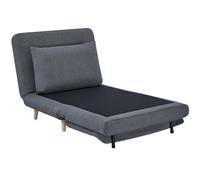 HOMCOM Fauteuil-lit 3-en-1 avec fonction lit, fauteuil relax, dossier réglable, pieds en hêtre, coussin, Gris