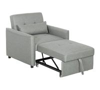 HOMCOM Fauteuil-lit 3-en-1, fauteuil canapé-lit extensible avec dossier réglable, Grau