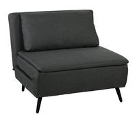 HOMCOM Fauteuil-lit 3-en-1 pliable, fauteuil-lit aspect lin avec dossier réglable, ressorts en S, pieds en métal, gris foncé