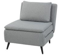 HOMCOM Fauteuil-lit avec dossier réglable 3 positions, coussin déhoussable en tissu effet lin, Gris clair
