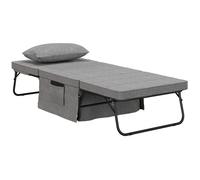 Fauteuil relax canapé pouf lit d'appoint 4 en 1 dossier inclinable 5 niveaux repose-pied rabattable châssis acier noir polyester gris