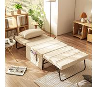 HOMCOM Fauteuil lit convertible chauffeuse chaise longue et pouf 4 en 1 avec dossier inclinable 5 positions crème