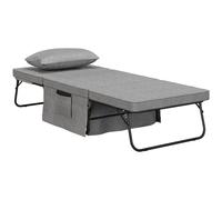 HOMCOM Fauteuil lit Convertible chauffeuse Chaise Longue et Pouf 4 en 1 avec Dossier inclinable 5 Positions 1 Place - Coussin et Pochette Rangement Inclus - pour Salon, Chambre à Coucher - Gris