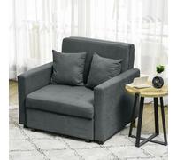 HOMCOM Fauteuil-Lit en Tissu Effet Velours Gris avec 2 Coussins et Espace de Rangement, 100x98x88 cm