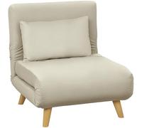 HOMCOM Fauteuil-lit, Fauteuil Pliant avec Fonction lit, Coussins décoratifs, Fauteuil de Relaxation Pliable avec Dossier réglable en Velours, pour Le Salon, Beige