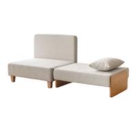 HOMCOM Fauteuil-Lit Simple 2 en 1 Pliable avec Coussins, Gain de Place en Tissu Mixte Lin-Velours, Crème
