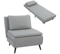 HOMCOM Fauteuil lit simple 3 en 1, inclinable à 3 niveaux, gris clair