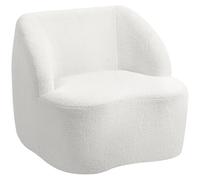 HOMCOM Fauteuil lounge au design incurvé avec accoudoirs, aspect velours, fauteuil de relaxation simple, pour salon, chambre à coucher, pas de montage nécessaire, blanc crème