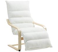 HOMCOM Fauteuil lounge avec repose-pieds réglable, en polaire Sherpa, pour salon, fauteuil de relaxation, fauteuil de lecture, blanc