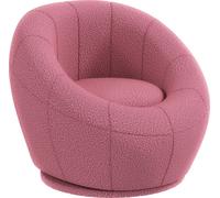 HOMCOM Fauteuil lounge Fauteuil individuel pivotant Fauteuil avec accoudoirs Fauteuil en peluche pour salon, chambre à coucher, supporte jusqu'à 120 kg, rose