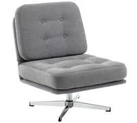 HOMCOM Fauteuil lounge pivotant à 360° avec aspect chenille, large assise, siège couturier, rembourré avec pieds en métal, fauteuil de relaxation rembourré, fauteuil de lecture pour salon, chambre à