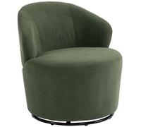 HOMCOM Fauteuil Lounge pivotant, Large Assise, Velours côtelé, Vert