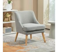 HOMCOM Fauteuil Lounge Rembourré en Aspect Lin, Accoudoir, Pieds en Bois, pour Salon, Chambre, Gris Clair