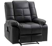 HOMCOM Fauteuil Luxe de Relaxation et Massage Inclinaison Dossier Repose-Pied réglable revêtement synthétique Noir, 94x99x99cm, (700-124V91BK)