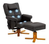 HOMCOM Fauteuil Massant avec Repose-Pied, Dossier inclinable 135°, Marron | Fauteuil Relax Salon, Coffre de Rangement, Appuie-Tête, Télécommande, Revêtement Synthétique