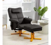 HOMCOM Fauteuil massant avec repose-pied, dossier inclinable jusqu'à 135°, coffre de rangement, télécommande