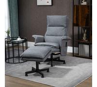 HOMCOM Fauteuil massant électrique relaxant avec repose-pieds et télécommande 8 zones de massage tissu imitation lin 78 x 81 x 99 cm gris