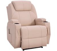 HOMCOM Fauteuil Massant et Relaxant avec Dossier Inclinable, Repose-Pied, Électrique Revêtement Synthétique, Crème Aosom France