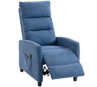 HOMCOM Fauteuil massant inclinable manuel 160° en chenille avec repose-pieds, télécommande, poches, Bleu foncé