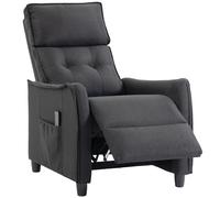 HOMCOM Fauteuil Massant Inclinable Manuel en Tissu Effet Lin avec Télécommande, Gris Foncé