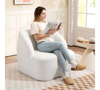 HOMCOM Fauteuil moderne avec rembourrage en polaire, fauteuil rembourré confortable pour salon, chambre à coucher, bureau à domicile, Crème
