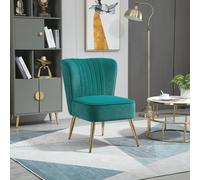 HOMCOM Fauteuil moderne de style scandinave rembourré et revêtu de tissu velouté, 56x65.5x82.5cm - Vert