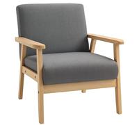 HOMCOM Fauteuil Moderne en Lin rembourré, Fauteuil d'appoint Gris