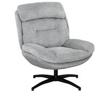 HOMCOM Fauteuil pivotant Fauteuil de détente avec assise large, accoudoirs intégrés, rembourré Fauteuil de détente avec aspect chenille hydrofuge, pieds en acier, pour le salon, gris