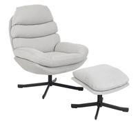 HOMCOM Fauteuil pivotant inclinable, avec Pouf, Large Assise, crème