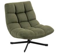 HOMCOM Fauteuil pivotant Lounge à large assise, aspect chenille déperlant, pieds en acier croisés, Vert