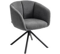 HOMCOM Fauteuil pivotant Salon, Pieds métal, Gris foncé | Fauteuil relax, lecture aspect lin, rembourré pour chambre.
