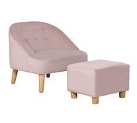 HOMCOM Fauteuil pour enfant avec repose-pieds - Canapé pour enfant à partir de 3 ans - Aspect velours - Bois d'eucalyptus - Rose - 51 x 51 x 50 cm
