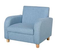 HomCom Fauteuil pour enfants Rembourrage mousse Revêtement en lin Cadre en bois 49×45×44 cm Bleu