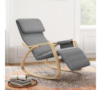 HOMCOM Fauteuil relax à bascule fauteuil allaitement avec repose-pieds réglable, poche latérale et appui-tête, gris