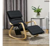 HOMCOM Fauteuil relax à bascule fauteuil allaitement avec repose-pieds réglable, poche latérale et appui-tête, noir