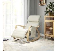 HOMCOM Fauteuil relax à bascule fauteuil allaitement avec repose-pieds réglable, poche latérale et appui-tête, blanc crème