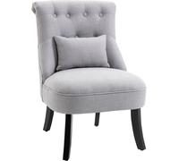 HOMCOM Fauteuil relax avec coussin de dossier, fauteuil, fauteuil TV, pieds surélevés, lin, gris, 52,5 x 69 x 77 cm